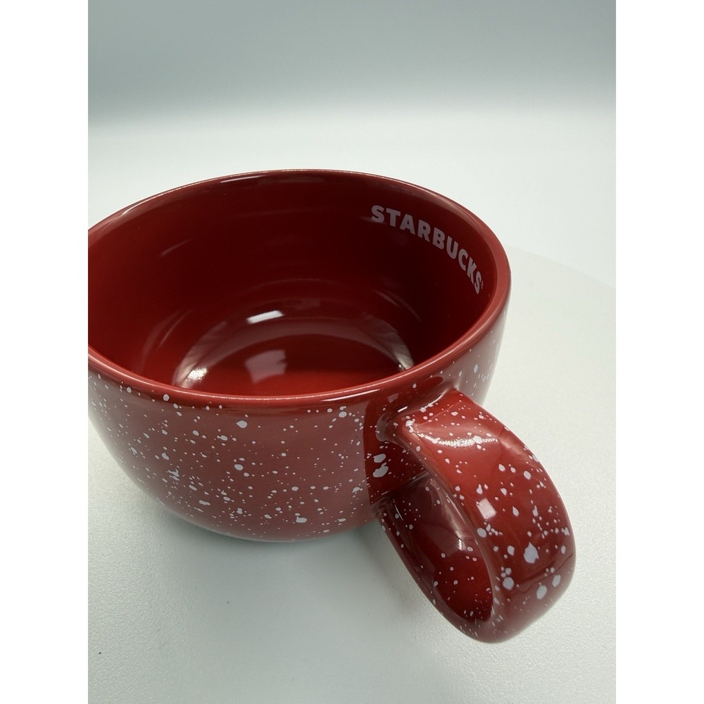 Starbucks 2019 Red Mug With White Specks Ceramic Coffee Tea Soup Bowl 16 oz - Picture 3 of 10